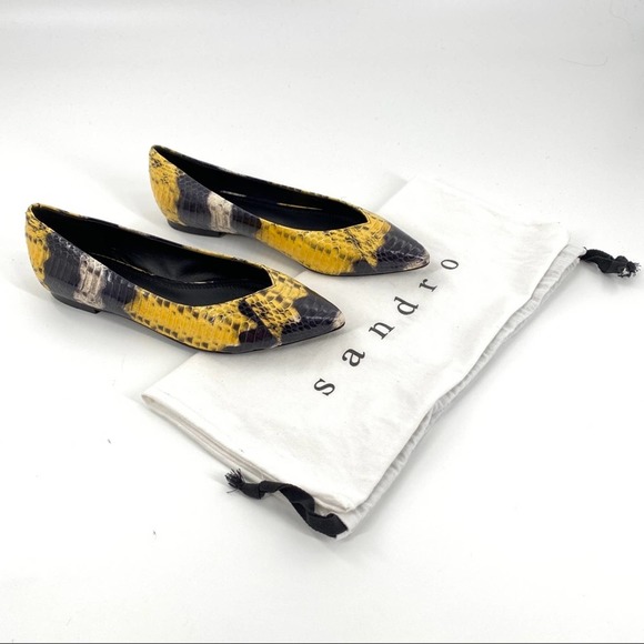 Sandro Ambra Leather Ballerina Pointed Flats - Picture 4 of 12